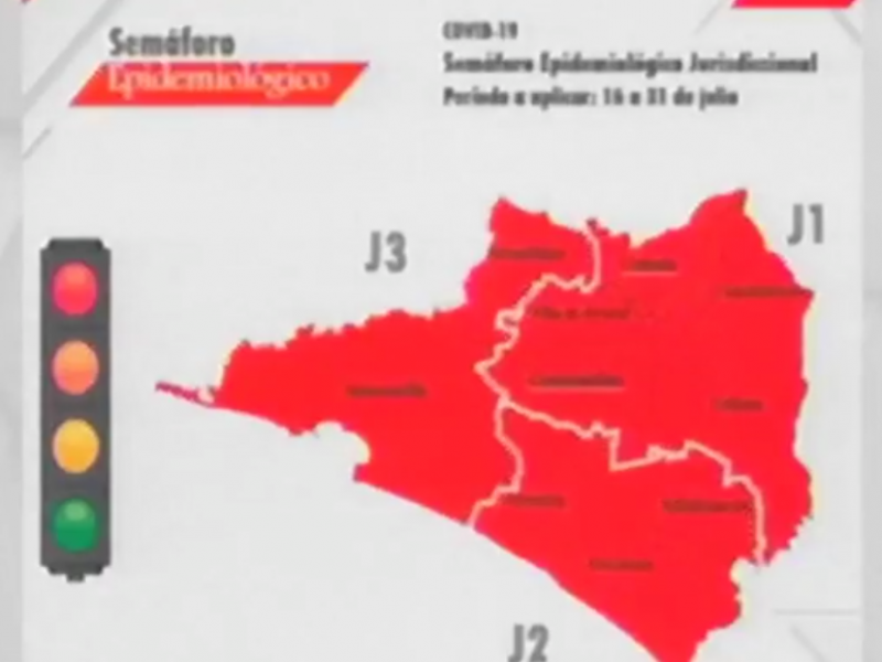 10 municipios en color rojo en mapa estatal de Covid-19