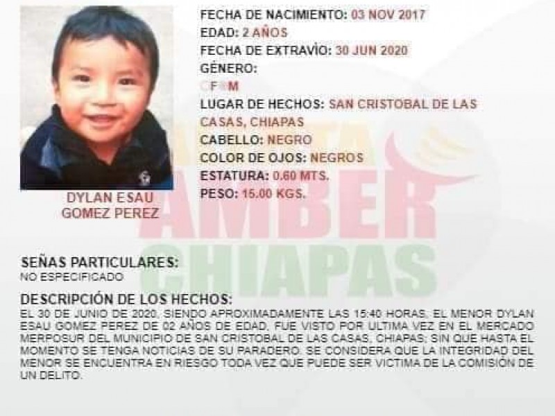 15 días y Dylan no aparece. Menor desaparecido en Chiapas