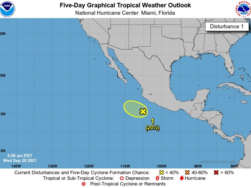 20% de probabilidad de formación de ciclón en el Pacífico