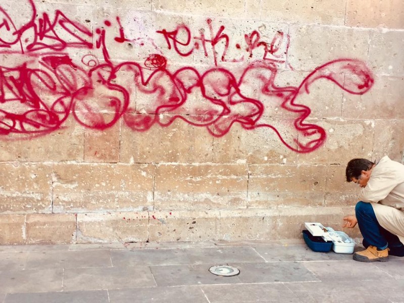 20 horas de labores para retirar graffiti catedral