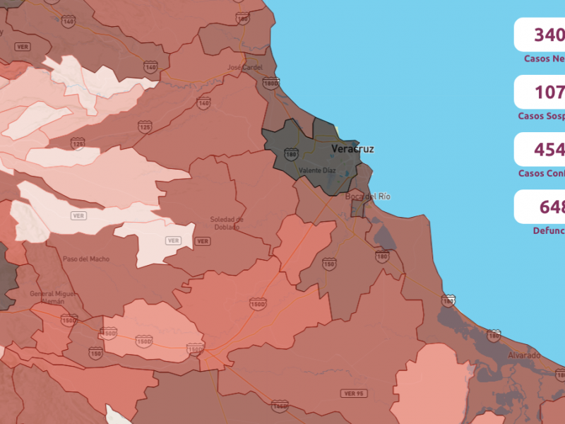 200 contagios nuevos de COVID19 en Veracruz
