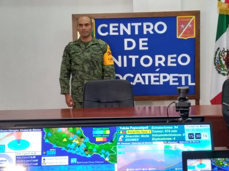 25 Zona Militar monitorea las 24hrs la actividad volcánica