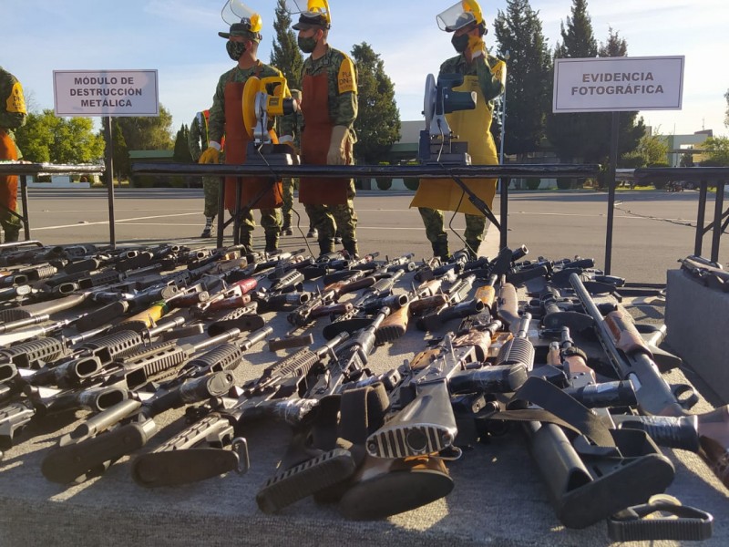 265 armas decomisadas fueron destruidas