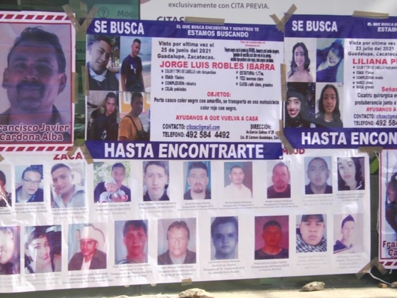 3 mil 306 personas desaparecidas y no localizadas en Zacatecas.