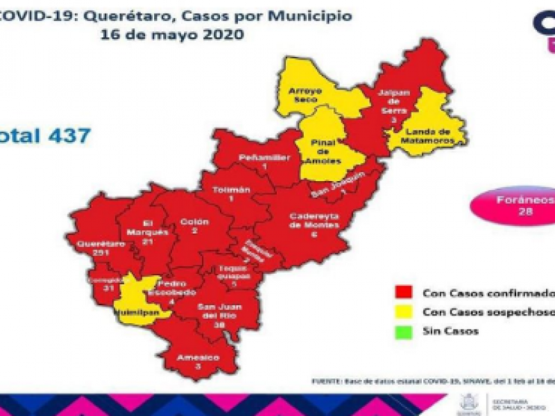 437  Confirmados de Covid-19 y 44 decesos