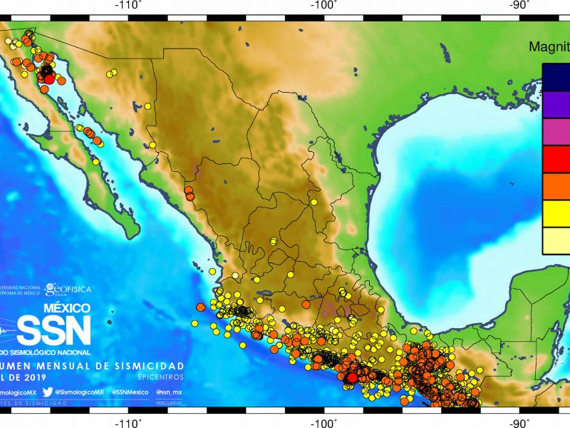 53.8% sismos en abril se registraron en Oaxaca