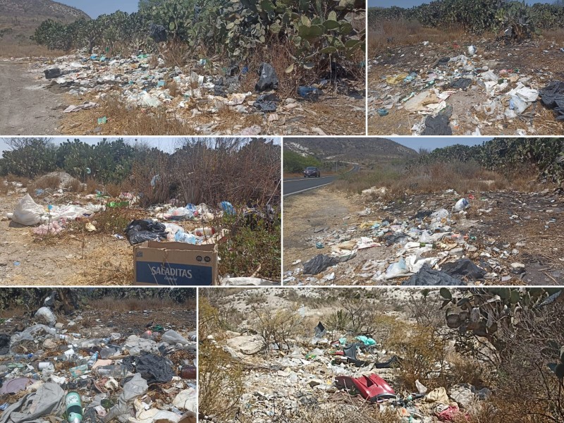 6 tiraderos a orilla de carretera, también queman basura