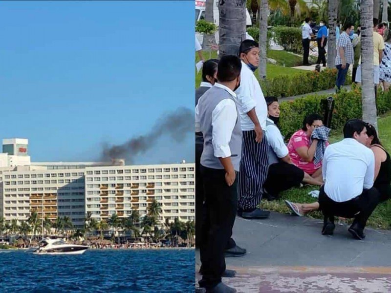 600 personas evacuadas por  incendio en hotel de Cancún