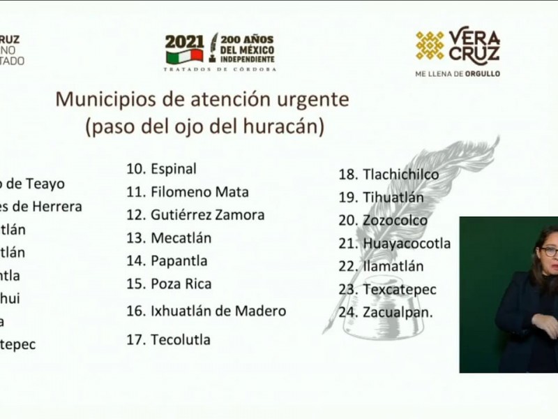 62 municipios veracruzanos afectados; 24 de atención prioritaria