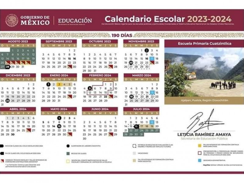 8 días festivo trae el Calendario escolar 2023-2024
