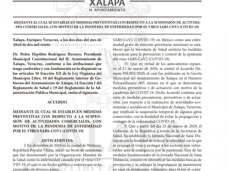 A partir de este jueves Xalapa suspende actividades comerciales