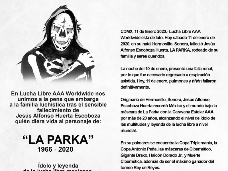 AAA confirma el fallecimiento de La Parka