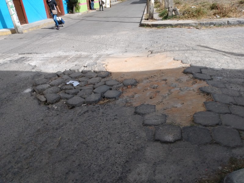 Abandono en calles de San Miguel Totocuitlapilco