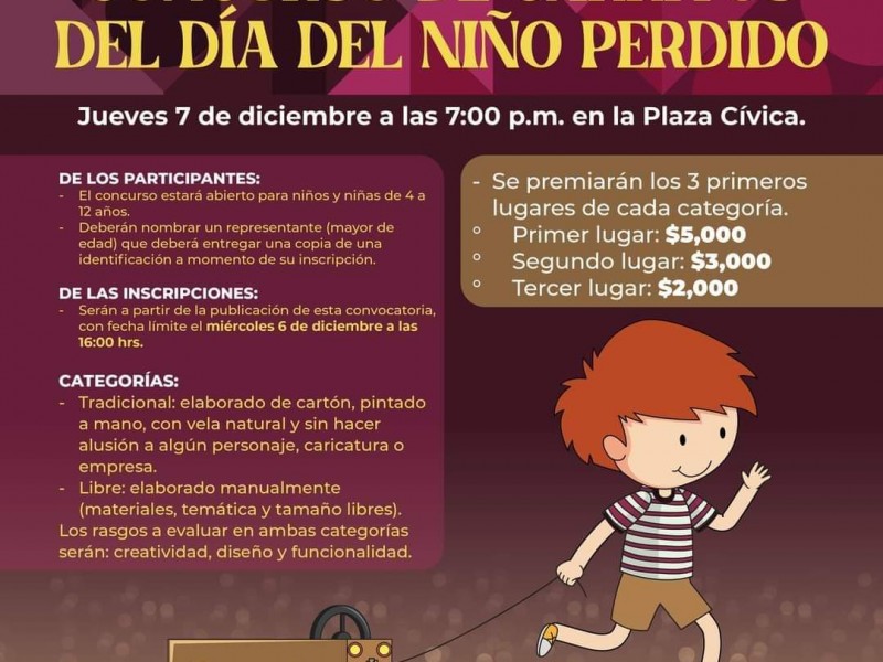 Abre convocatoria para el concurso del Dia del Niño Perdido