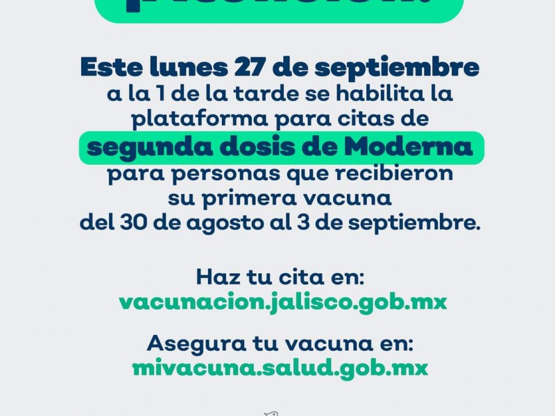 Abre registro para segundas dosis de Moderna