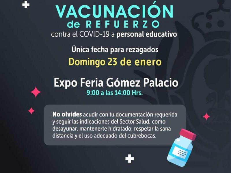 Abren jornada extraordinaria de vacunación de refuerzo para maestros