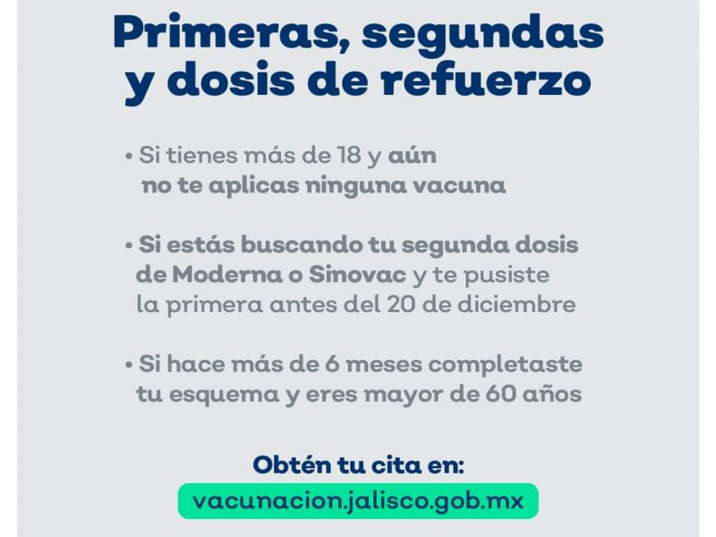 Abren jornadas para primeras, segundas y dosis de refuerzo