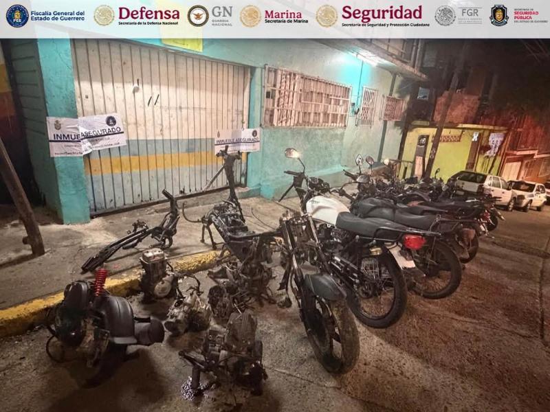 Acapulco: catean taller de motos; aseguran 10 unidades, motores y chasises robados