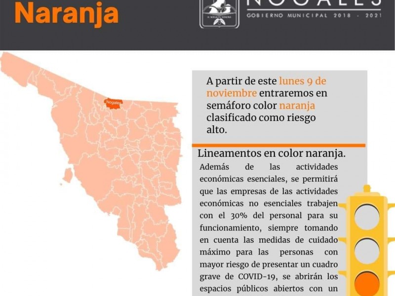 Acata Nogales de federación con semáforo Naranja