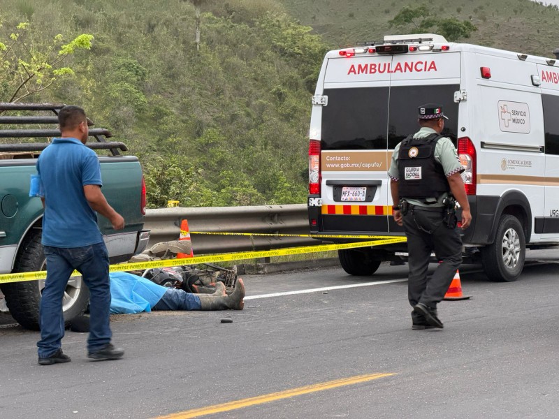 Accidente en Tihuatlán–Totomoxtle deja un motociclista muerto