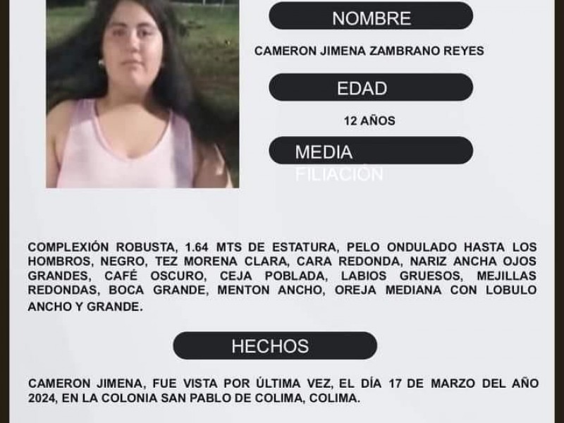 Activan  Alerta Alba para localizar a Cameron Jimena