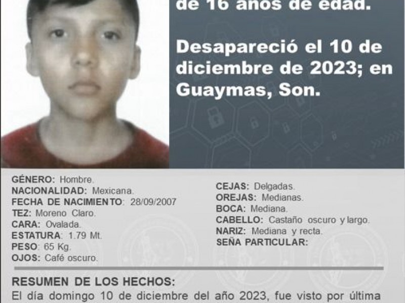 Activan alerta Amber para el joven José Enrique Ramírez Osuna