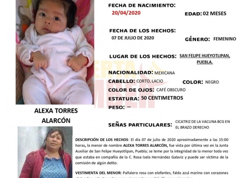 Activan Alerta Amber para encontrar a menor de 2 meses