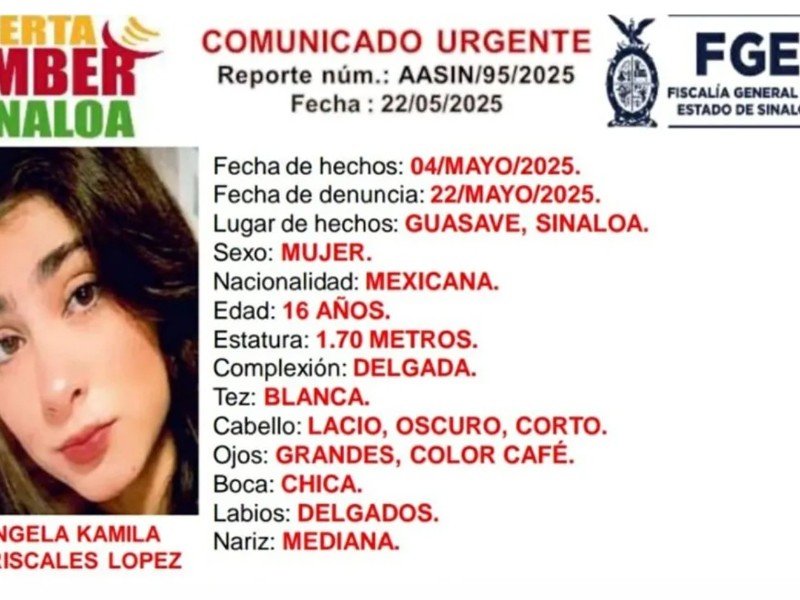 Activan alerta Amber por desaparición de joven de 16 años