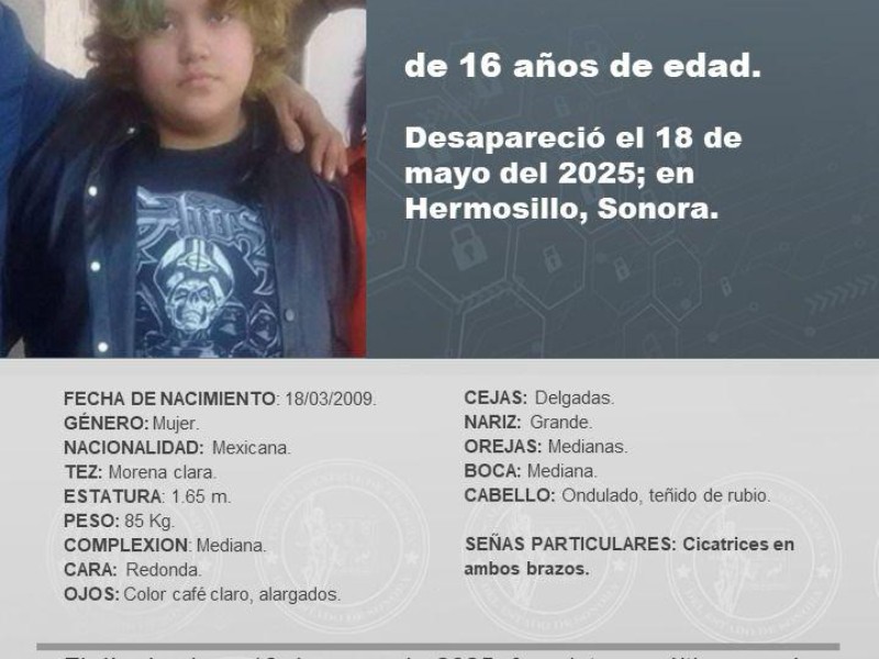 Activan Alerta AMBER por Dulce Carolina en Hermosillo