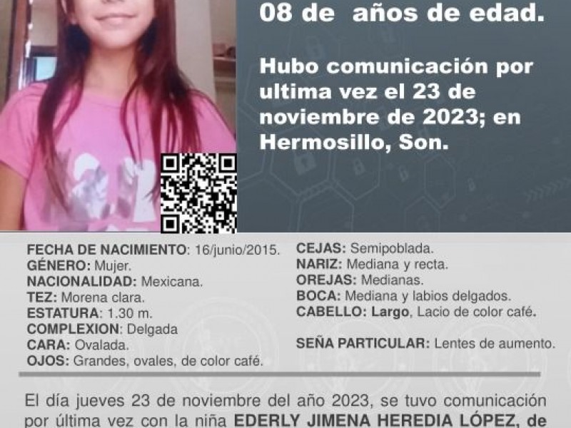 Activan Alerta Amber por menor de 8 años de edad