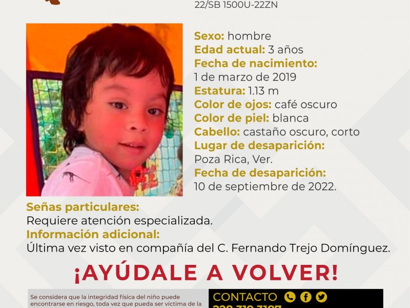 Activan alerta para localizar a hijo de Fernando Trejo