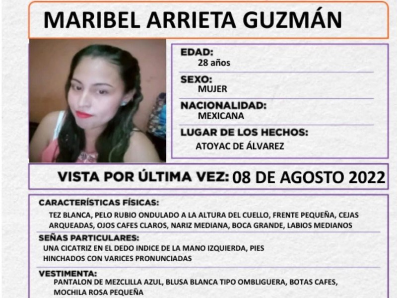 Activan Alerta Violeta por desaparición de mujer en Atoyac
