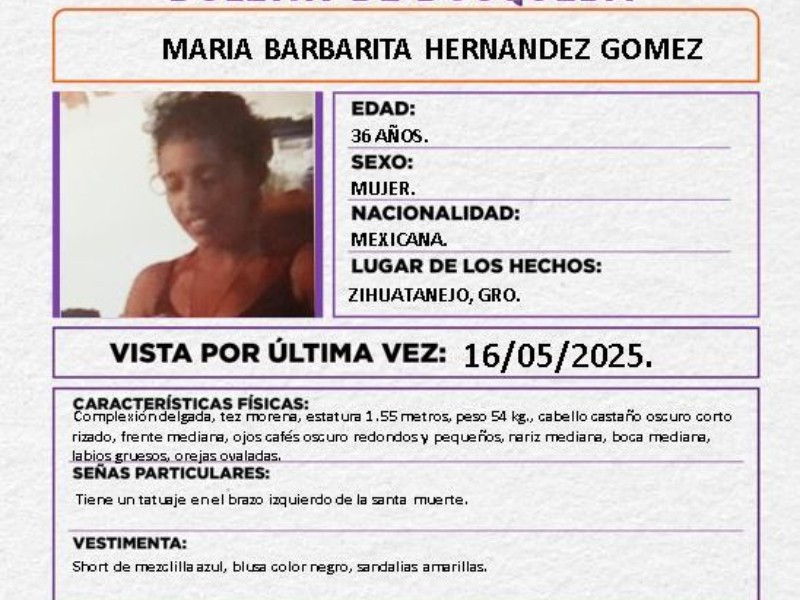 Activan Alerta Violeta por desaparición de una mujer en Zihuatanejo