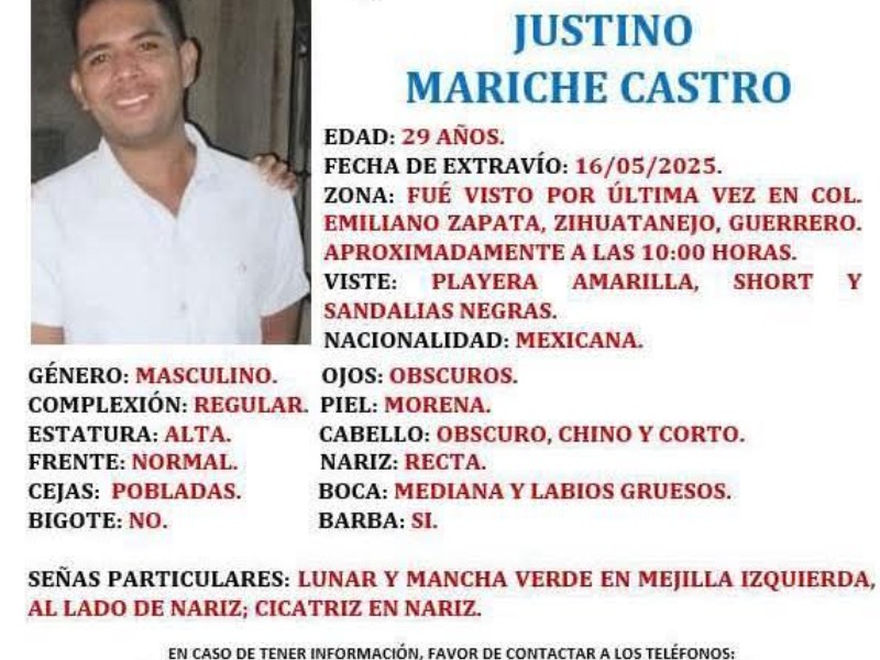 Activan búsqueda por desaparición de joven en Zihuatanejo