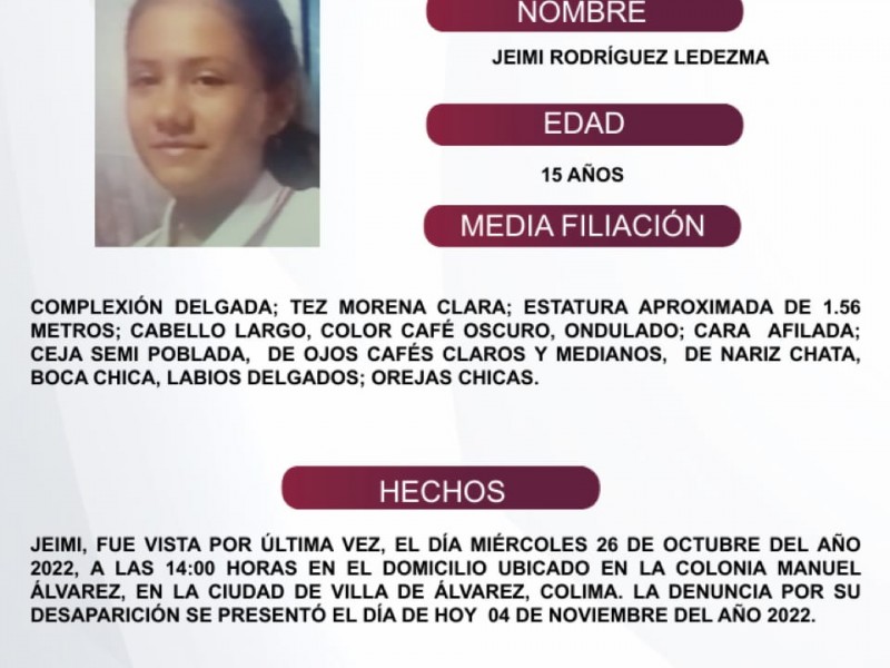 Activan Protocolo Alba para localizar a Jeimi Rodríguez