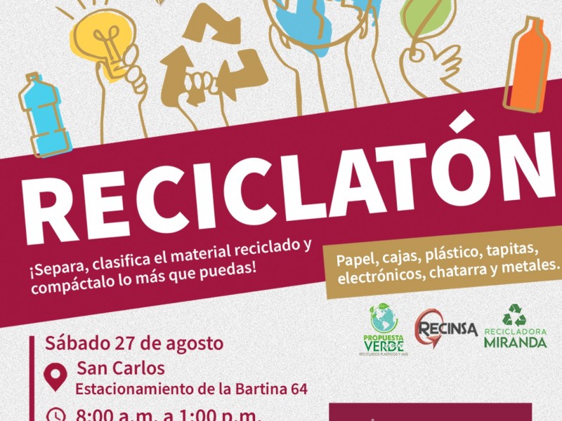 Activarán en San Carlos este sábado programa “Reciclatón”