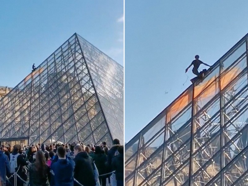 Activistas Vandalizan la pirámide del Louvre en Francia