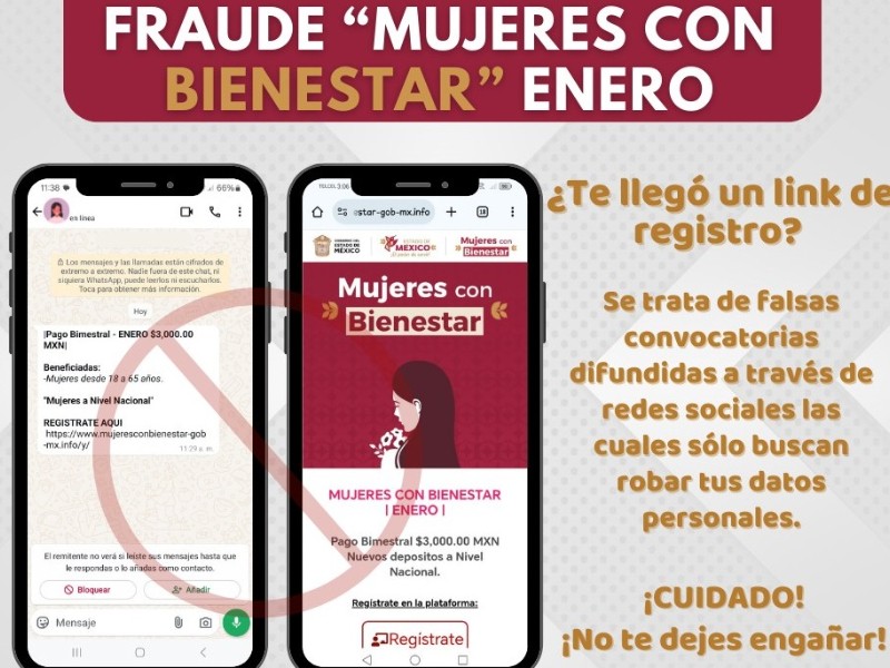 Advierte estafa a través de supuesto Bono Mujer Enero