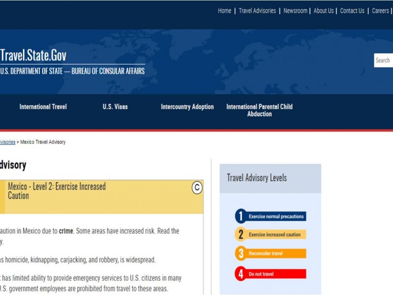 Advierte EUA reconsiderar viajar a Zacatecas