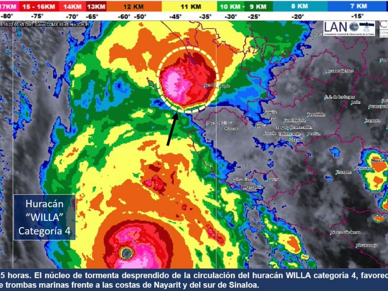 Advierten desprendimiento del núcleo de huracán Willa