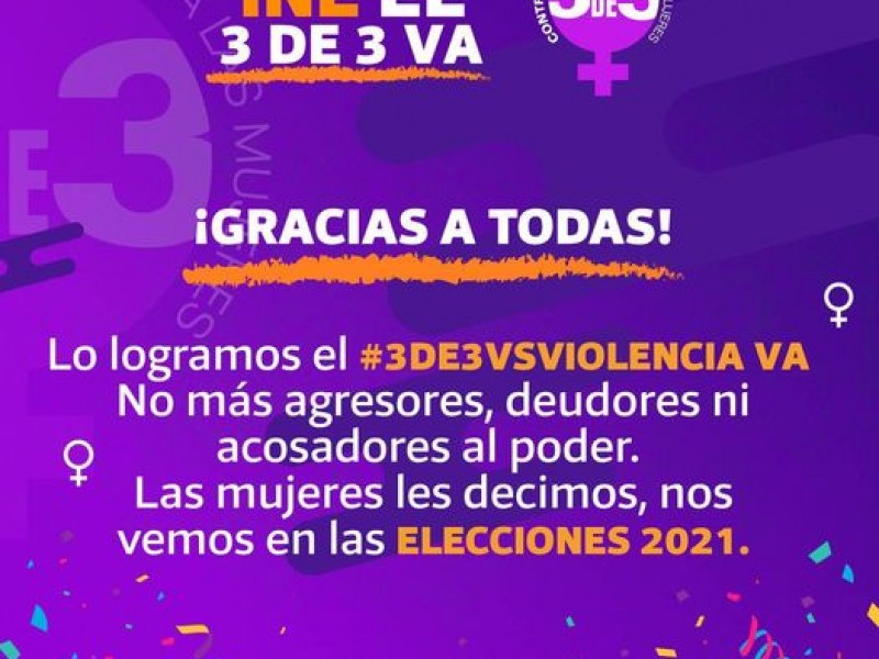 Agresores de mujeres no podrán ser candidatos en 2021