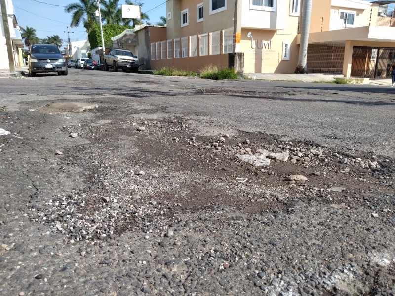 Agrietamientos y baches, los problemas de la calle Encino