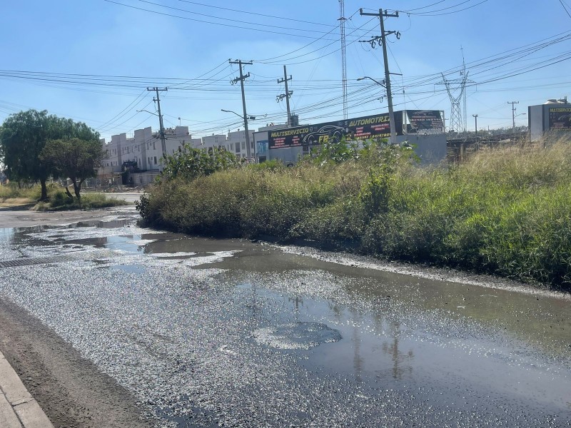 Aguas negras se apoderan de calle Popocatépetl