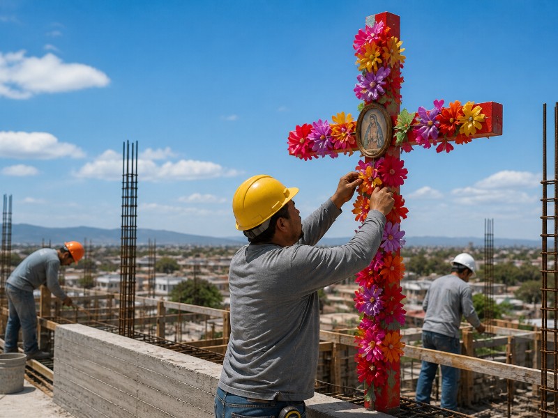Albañiles celebran el Día de la Santa Cruz en Los Mochis | Meganoticias