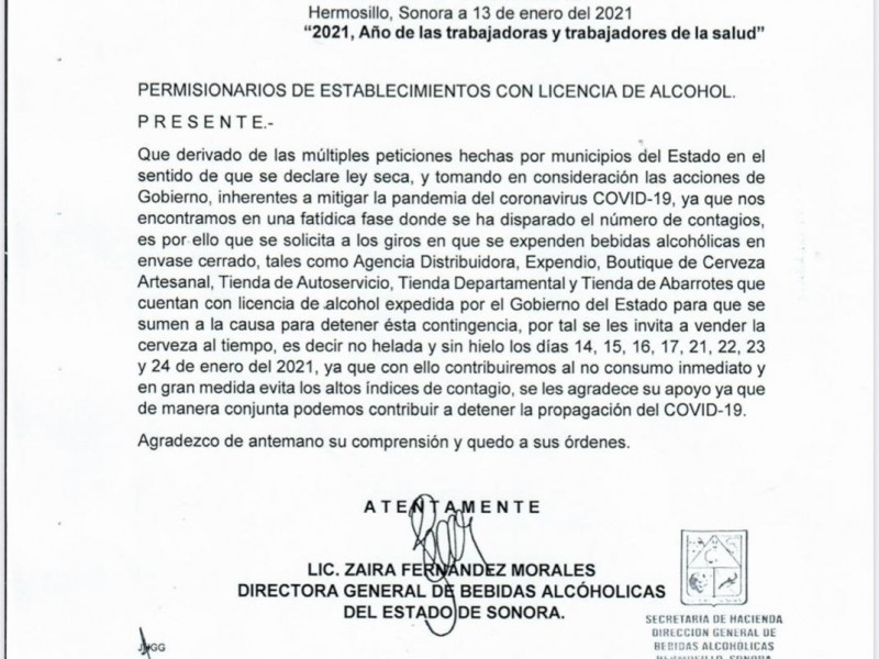 Alcoholes restringe venta de alcohol