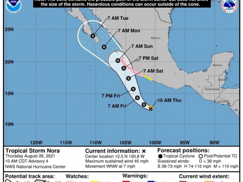 Tormenta tropical Nora podría acercarse a Baja California Sur