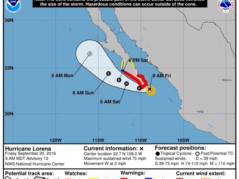 Alerta Azul para Sonora por Lorena