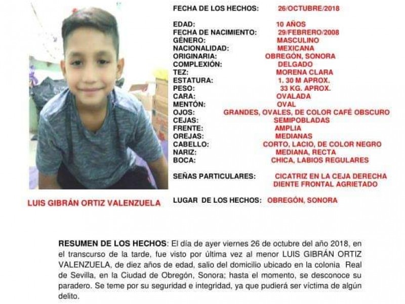 Alerta Amber para localizar al niño Luis Ortiz