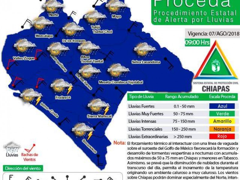 Alerta azul para Chiapas.