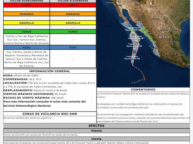 Alerta azul para Sonora por Raymond